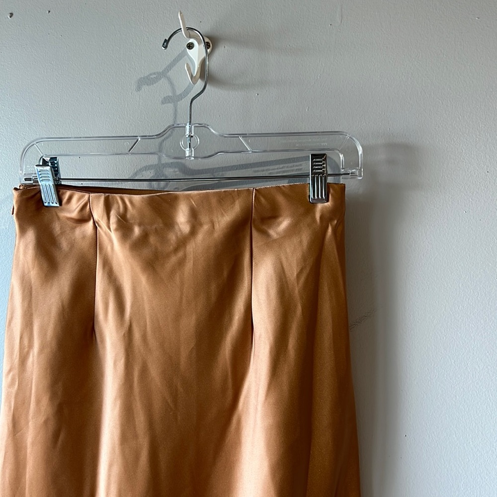 Liquid Gold Satin Midi-Skirt
